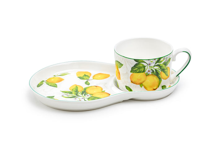 Lemon Garden Fine Porcelain Tea Snack Set