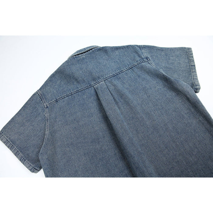 Classic Light Blue Denim Chambray Shirt on Sale - Men's and Women's Short Sleeve Vintage Style - Seakoff