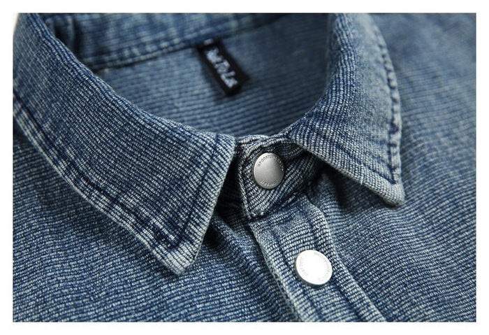 Classic Light Blue Denim Chambray Shirt on Sale - Men's and Women's Short Sleeve Vintage Style - Seakoff