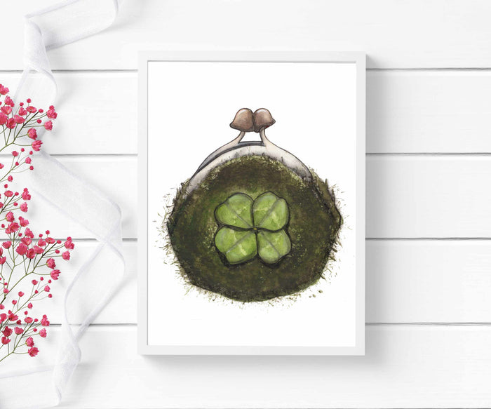 PinkPolish Design Art Prints "Little Lucky Coinpurse" Watercolor Painting: Art Print