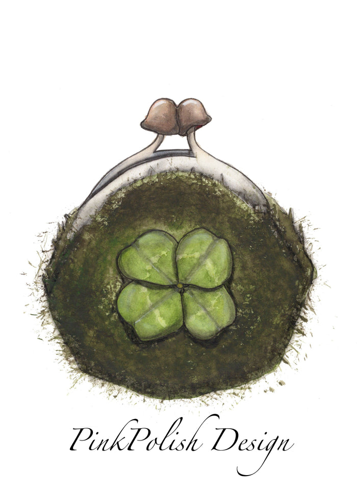 PinkPolish Design Art Prints "Little Lucky Coinpurse" Watercolor Painting: Art Print
