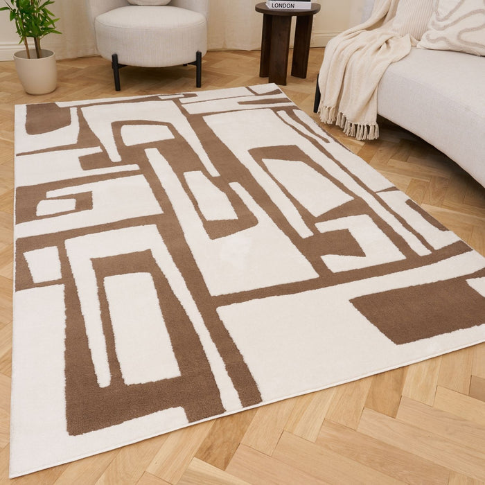 Brown Abstract Rug Family, Pet Friendly – Durable for daily life