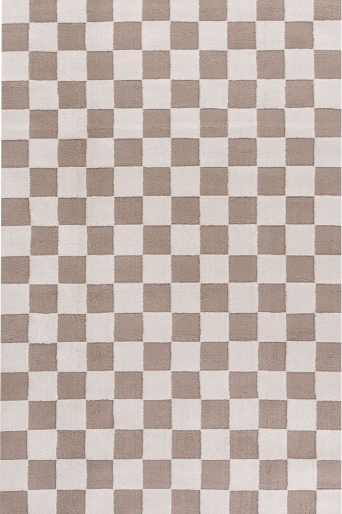 Loft Checkerboard Beige Rug, Easy to clean, Underfloor heating.