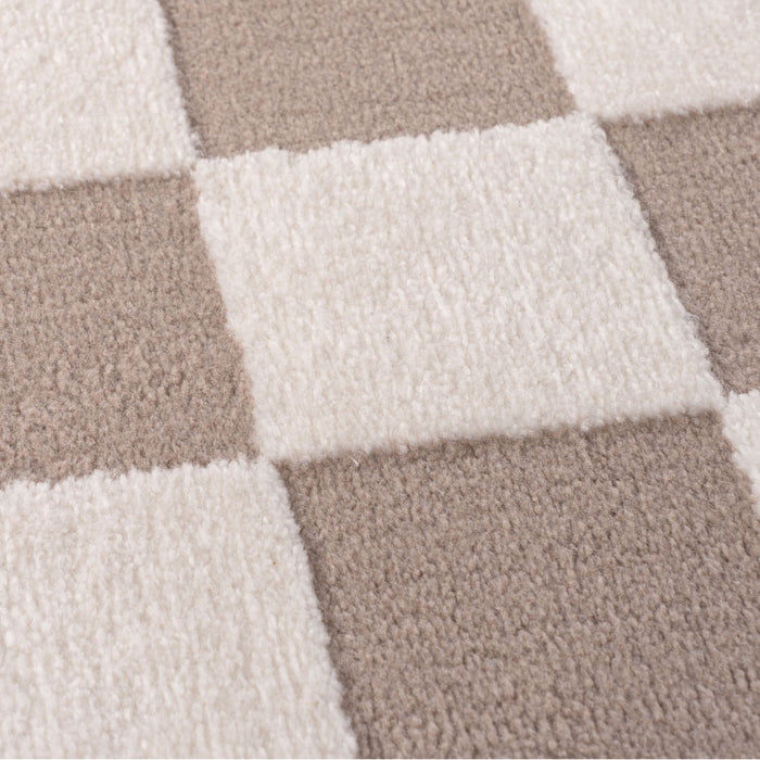 Loft Checkerboard Beige Rug, Easy to clean, Underfloor heating.