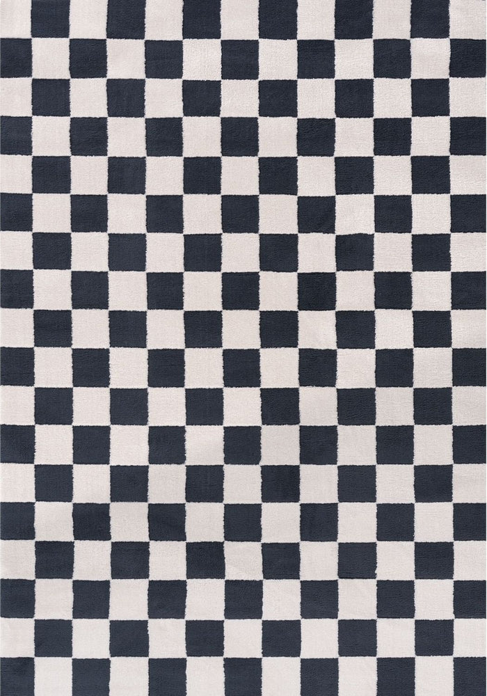 Loft Checkerboard Blue Rug, Cozy pile, Easy care.