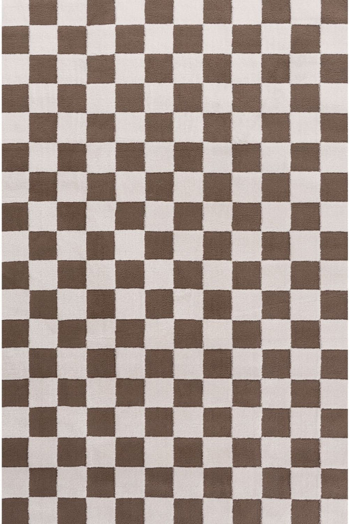 Loft Checkerboard Brown Rug, Underfloor heating.