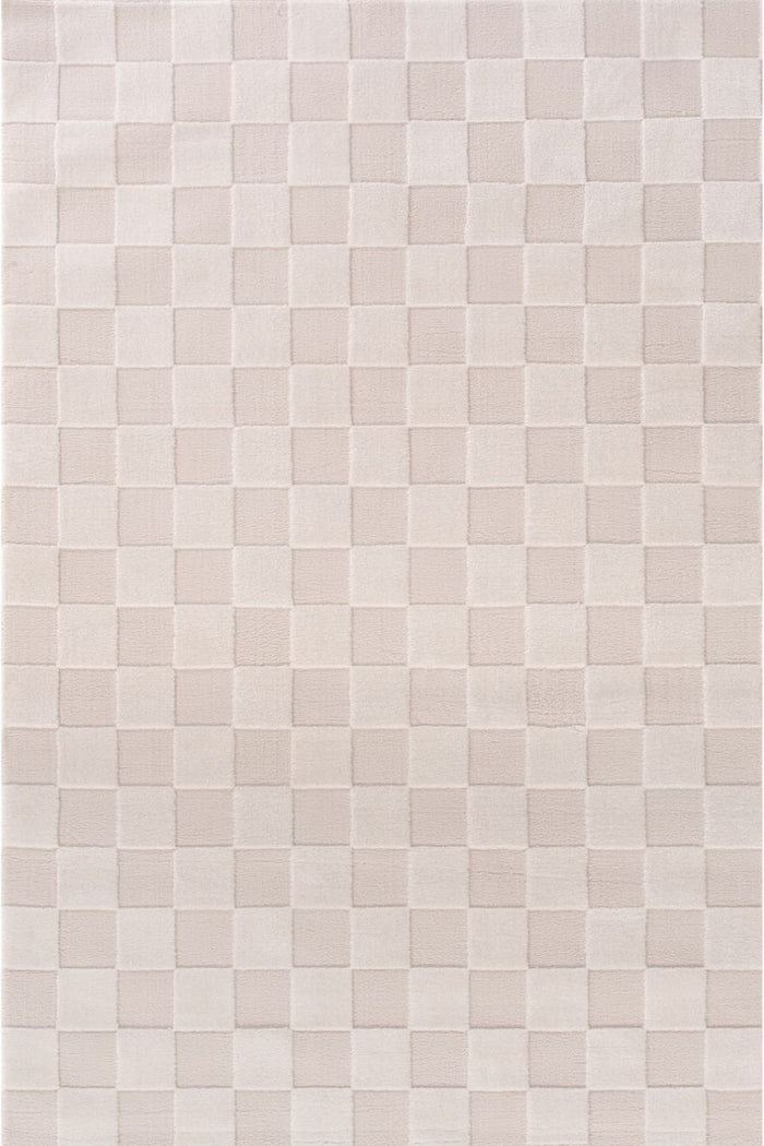 Loft Checkerboard Cream Rug fade-resistant.