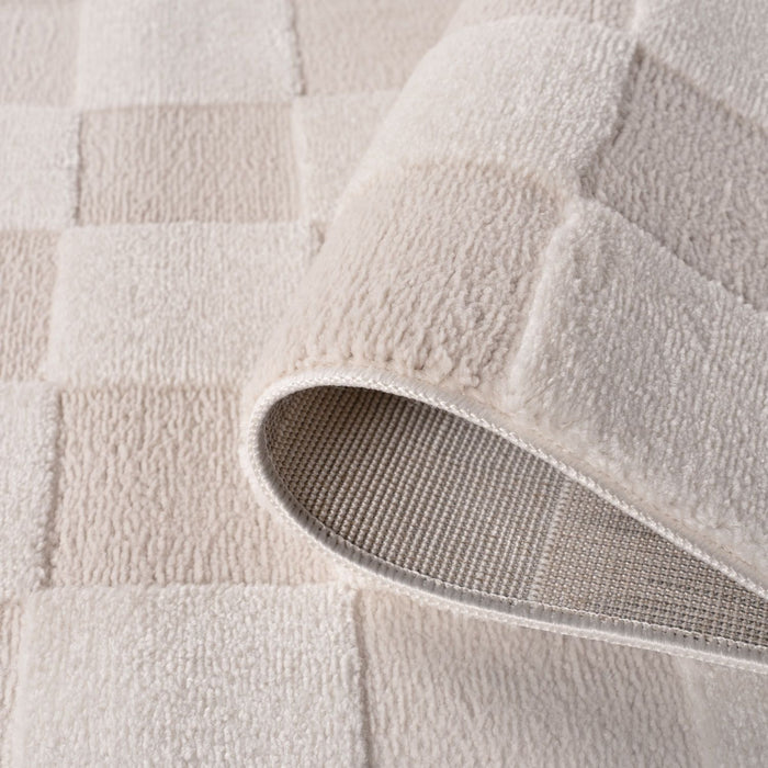 Loft Checkerboard Cream Rug fade-resistant.