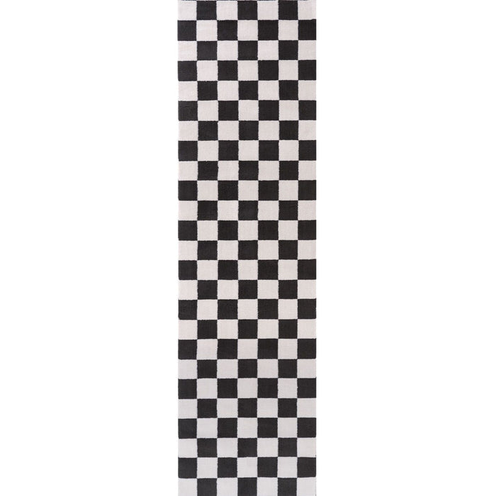 Loft Checkerboard Dark Grey Rug Easy to hoover.