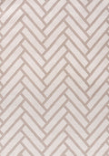 Patterned fabric with a herringbone design in beige and white.