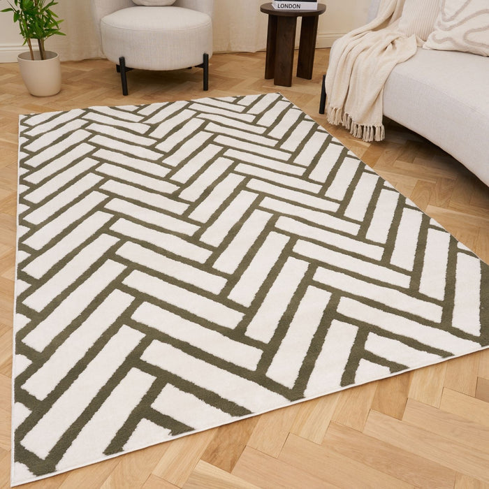Chevron Grey Rug Texture Pile Underfloor Heating Compatible