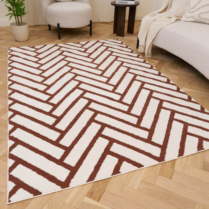 Chevron Terra rug Hypoallergenic, Flame-Resistant