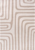 Patterned wallpaper with wavy lines in beige on a white background