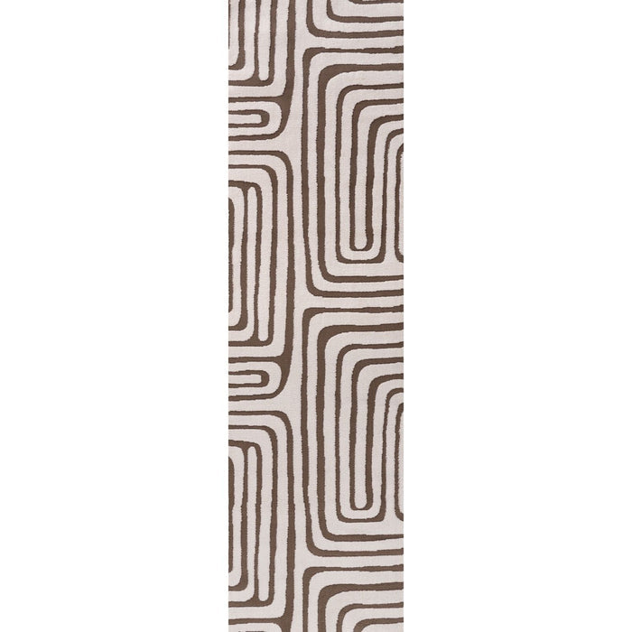 Rectangular mat with brown wavy pattern on a white background
