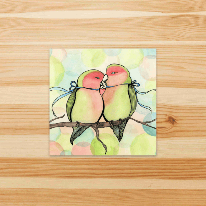 PinkPolish Design Stickers "Love Birds" Square Vinyl Sticker