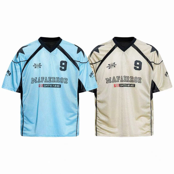 Mafaerror Starline Performance Jersey number 9 in sky blue and cream with dark contrast panels and shoulder star graphics