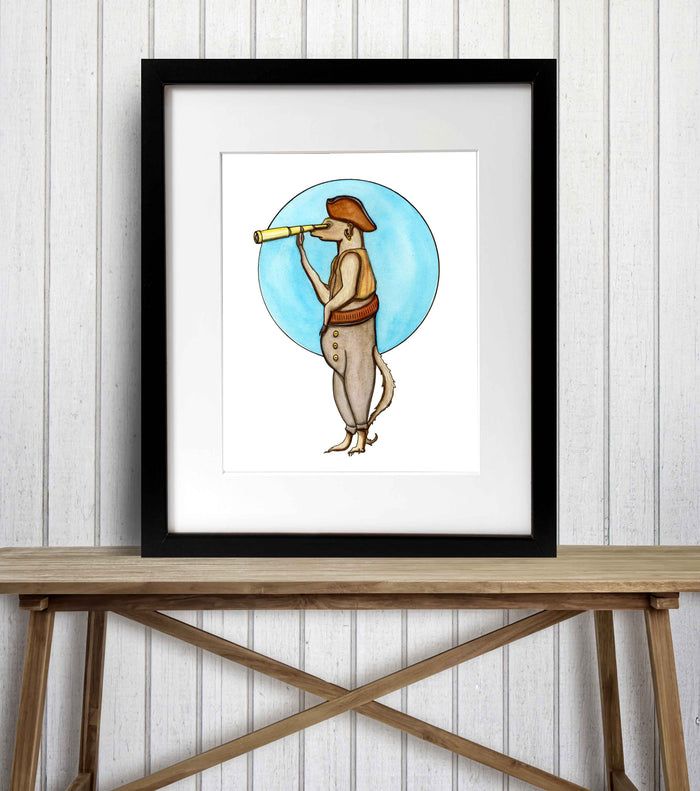 PinkPolish Design Art Prints "Meerkat Lookout" Watercolor Painting: Art Print