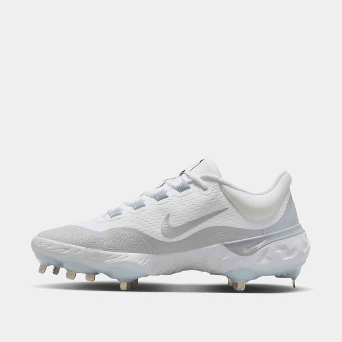 Side medial view of Men's Nike Alpha Huarache Elite 4 Low Metal Baseball Cleats.