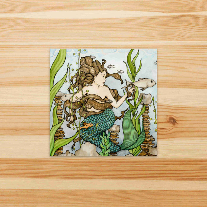 PinkPolish Design Stickers "Mermaid Cove" Square Vinyl Sticker