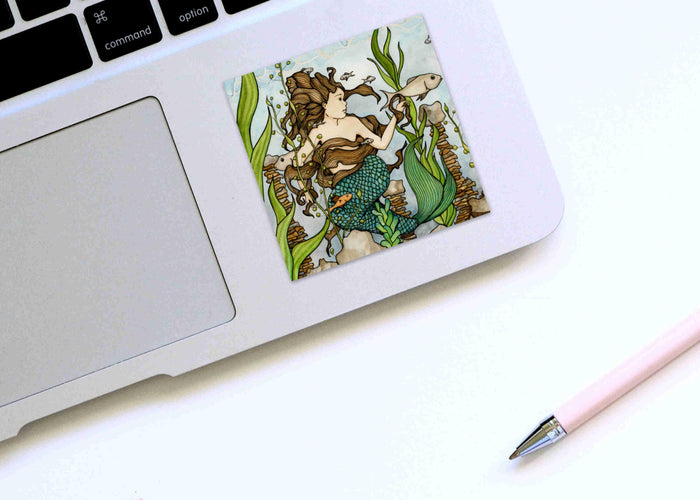 PinkPolish Design Stickers "Mermaid Cove" Square Vinyl Sticker