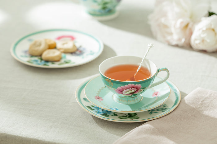 Mint Flower Garden Fine Porcelain Cup and Saucer Sets