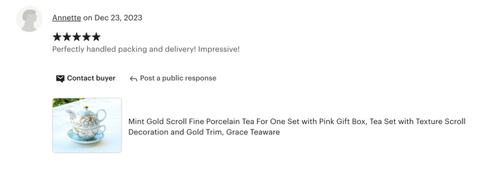 Mint Gold Scroll Fine Porcelain Tea For One Set