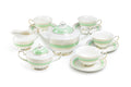 Mint Green Stripe with Gold Dots Fine Porcelain Tea Set