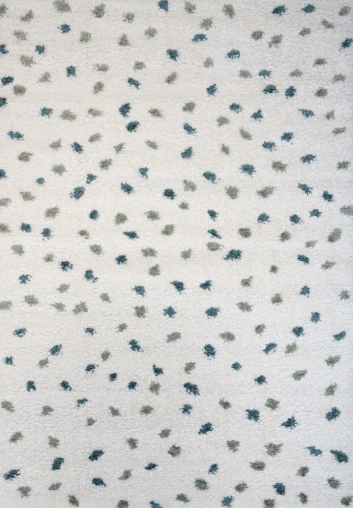 Moodi Shaggy Green Rug, Dots design, Underfloor heating | THE RUGS