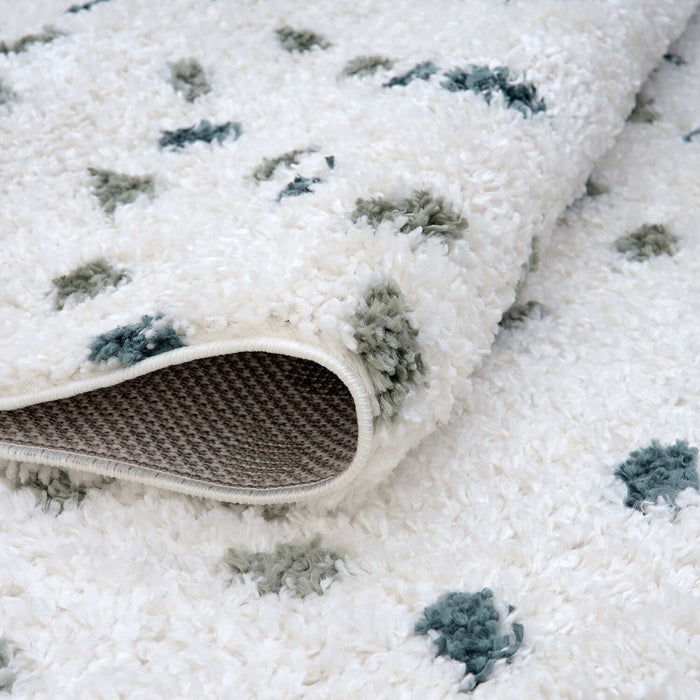 Moodi Shaggy Green Rug, Dots design, Underfloor heating | THE RUGS