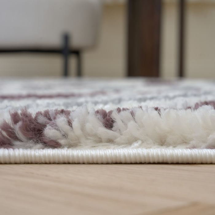 Moodi Shaggy Grey/Purple Rug, abstract design, soft pile | THE RUGS