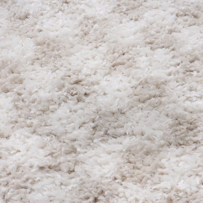 Moodi Shaggy Cream Rug, soft & fluffy pile, tartan design | THE RUGS