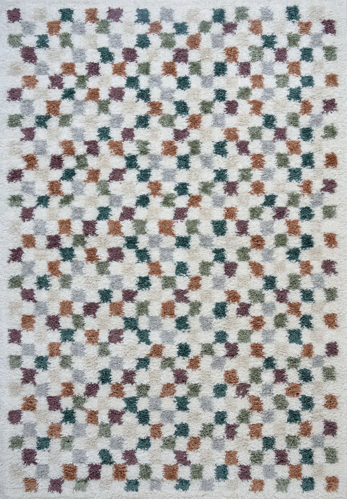 Moodi Shaggy Multicolour Rug, tartan design, high & fluffy pile | THE RUGS