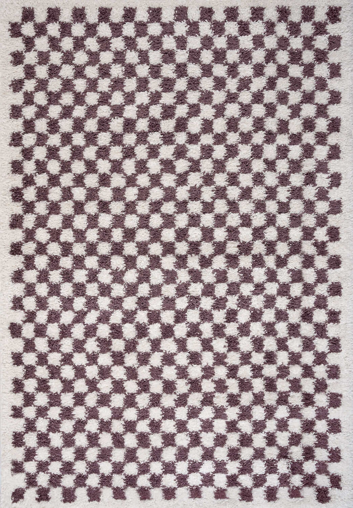 Moodi Shaggy Purple Rug, tartana design, Easy maintenance | THE RUGS