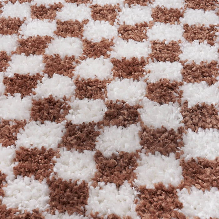 Moodi Shaggy Brown Rug, Tartan design, soft and comfortable pile | THE RUGS