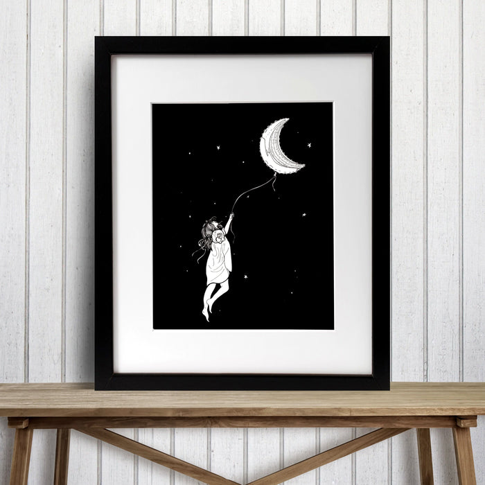PinkPolish Design Art Prints "Moon" Ink Drawing: Art Print