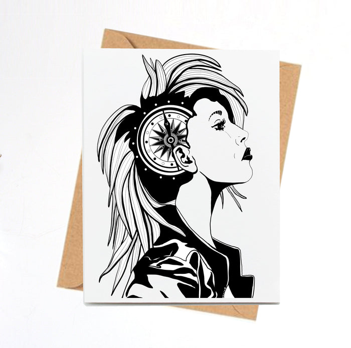 PinkPolish Design Note Cards "Moral Compass"  Handmade Notecard