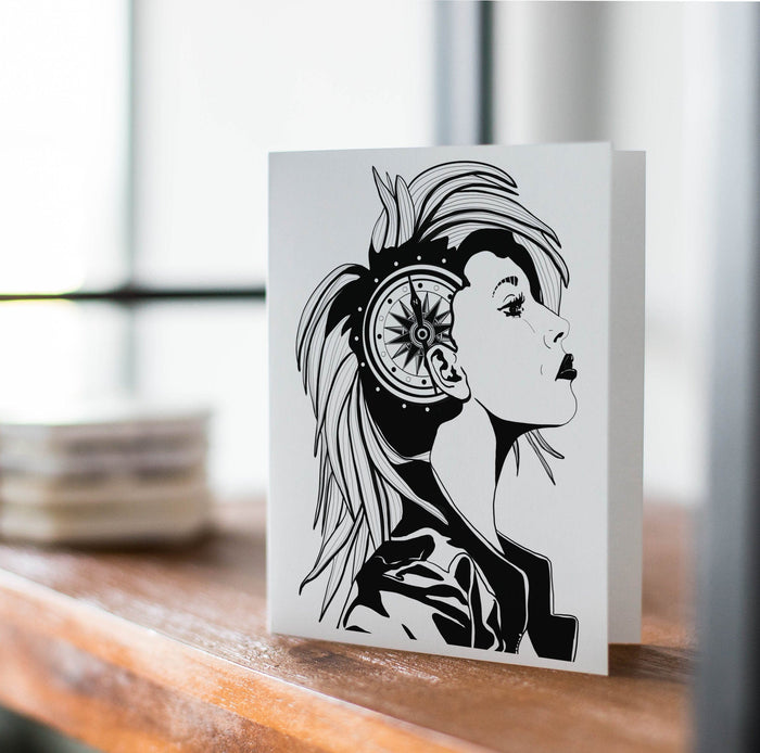 PinkPolish Design Note Cards "Moral Compass"  Handmade Notecard