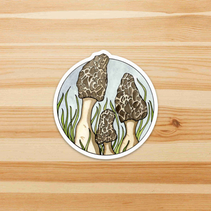 PinkPolish Design Stickers "Morel Mushrooms" Die Cut Vinyl Sticker