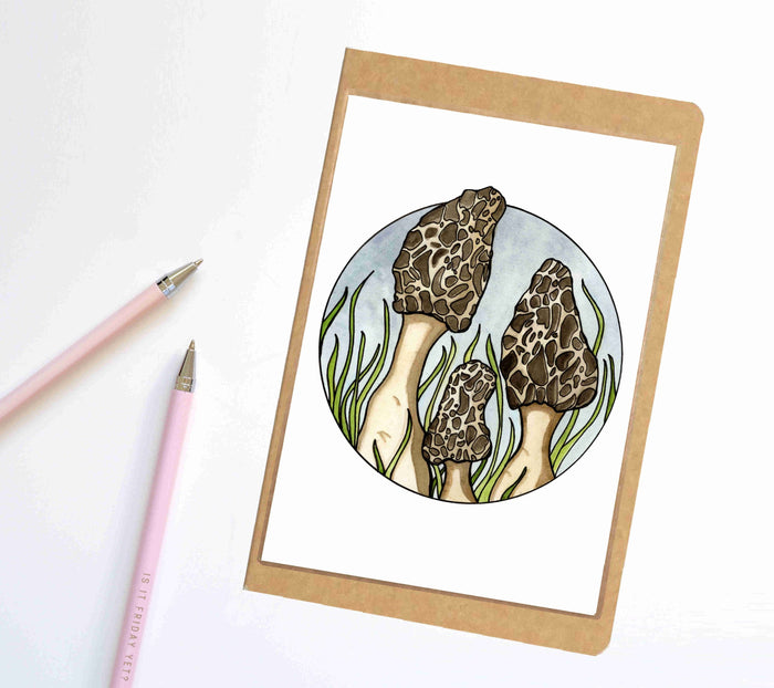 PinkPolish Design Notebook "Morel Mushrooms" Fungi Inspired Notebook / Sketchbook / Journal