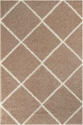 Diamond Design Thick Shaggy Area Rugs Beige