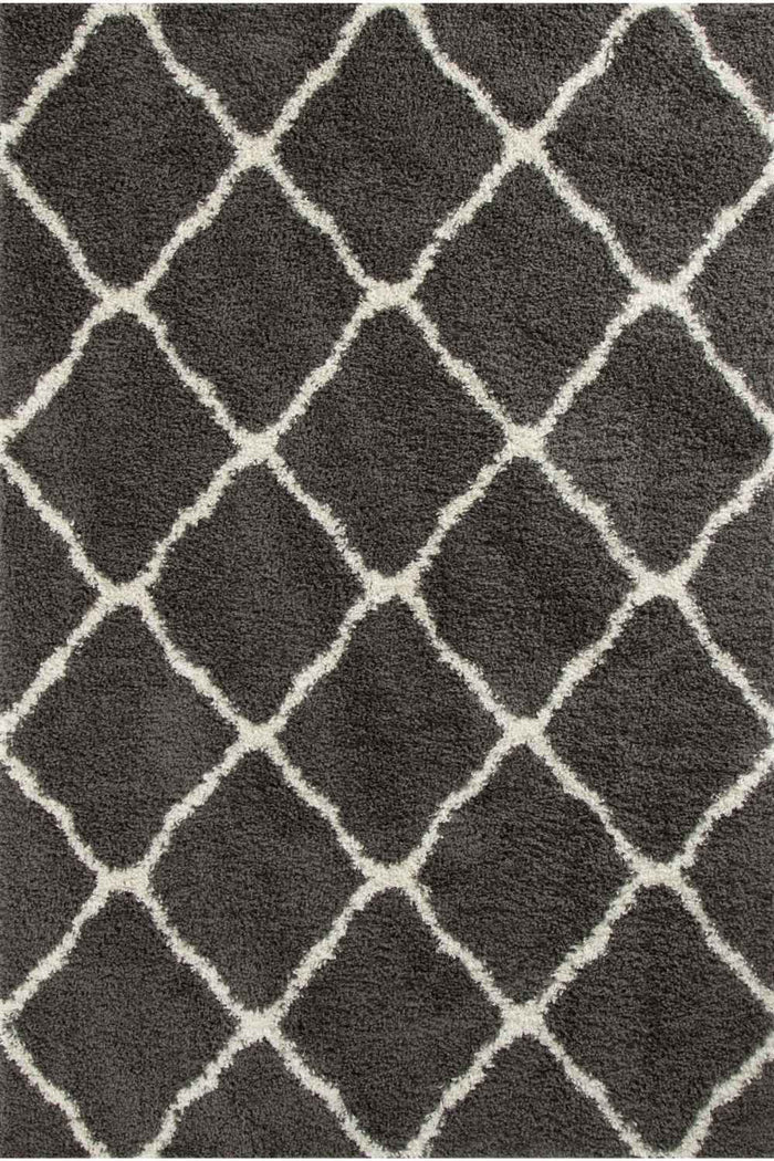 Moroccan Design Thick Shaggy Area Rugs Dark Grey