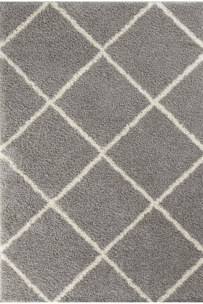 Diamond Design Thick Shaggy Area Rugs Grey
