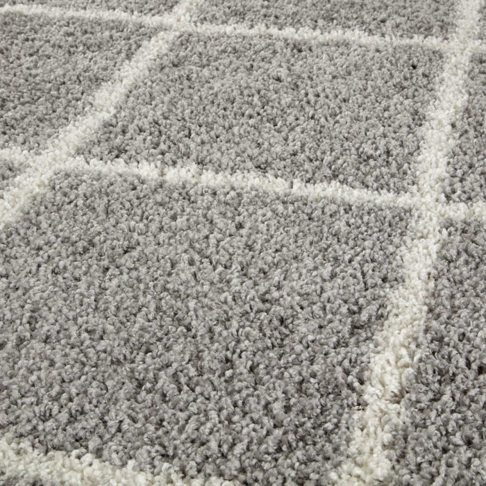 Diamond Design Thick Shaggy Area Rugs Grey
