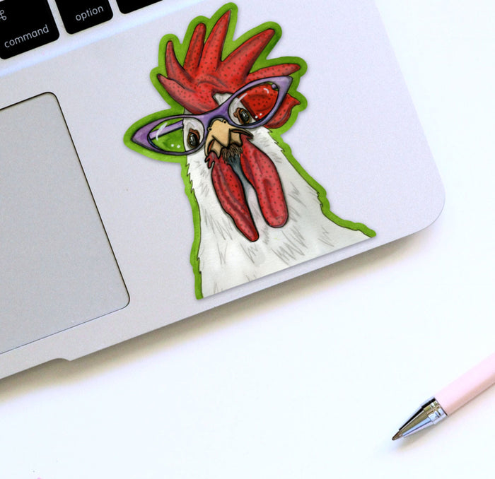 PinkPolish Design Stickers "Ms. Cluck" Vinyl Die Cut Sticker