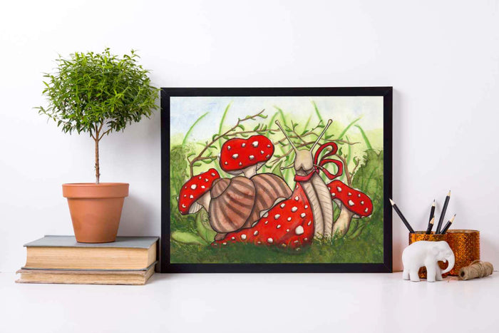 PinkPolish Design Art Prints "Ms. Fantabulous Snail" Watercolor Painting: Art Print