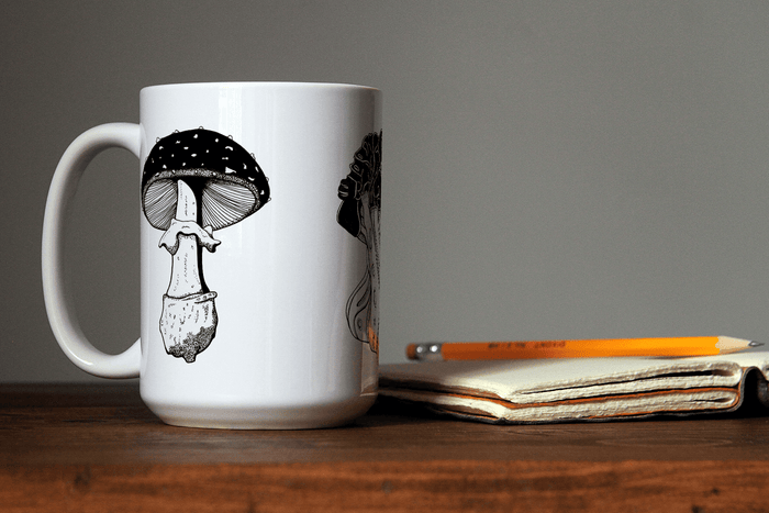PinkPolish Design Coasters "Mushrooms" 15oz Mug