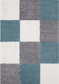 Geometric Design Thick Shaggy Area Rugs Duck Egg Blue
