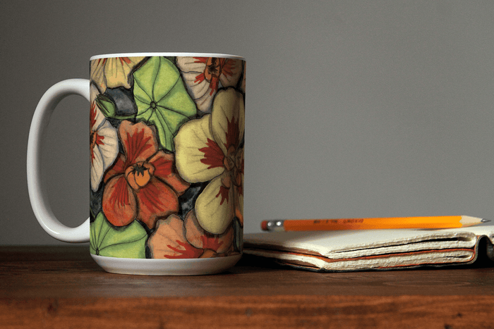 PinkPolish Design Coasters "Nasturtium" 15oz Mug