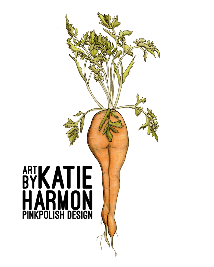 PinkPolish Design Art Prints "Naughty Carrot #2"  Watercolor Painting: Art Print