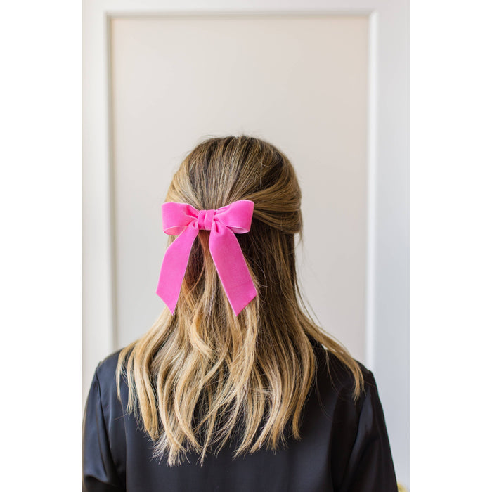 Navy Delora Velvet Bow Barrette
